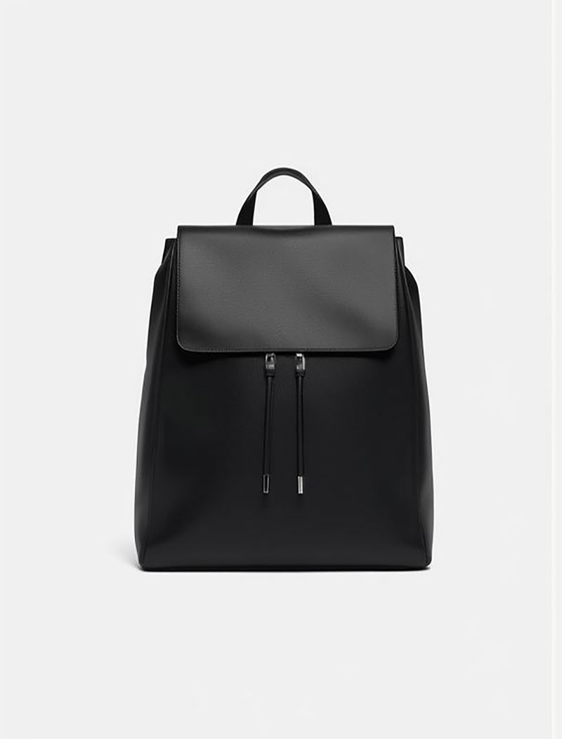 Black Modern Leather Backpack for Women