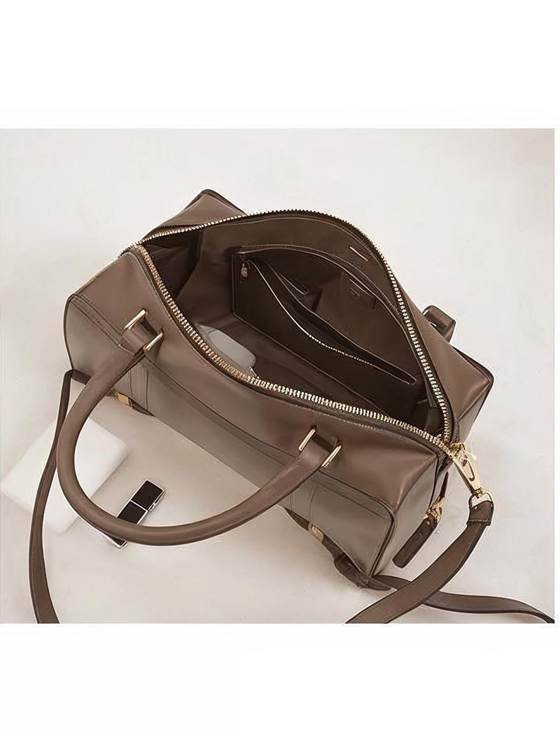 Beige Modern Leather Crossbody Bag - Image 3