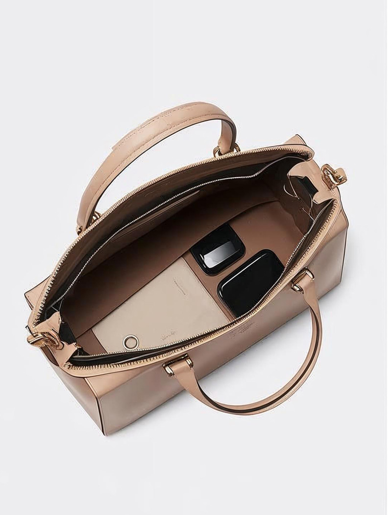 Beige Modern Leather Handbag - Image 3