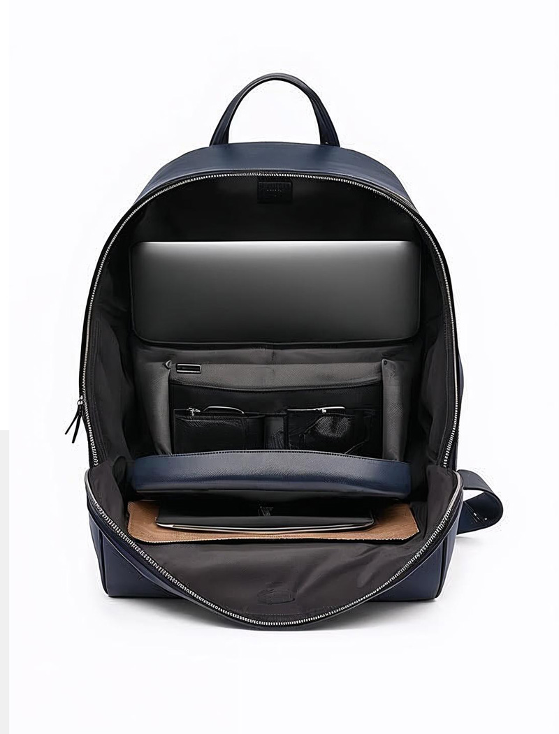 Blue Modern Leather Backpack for Women - Image 3