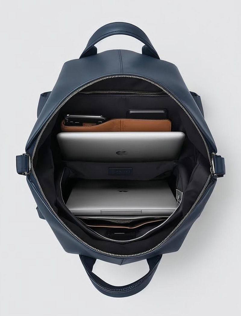 Navy Modern Leather Backpack for Women - Image 3